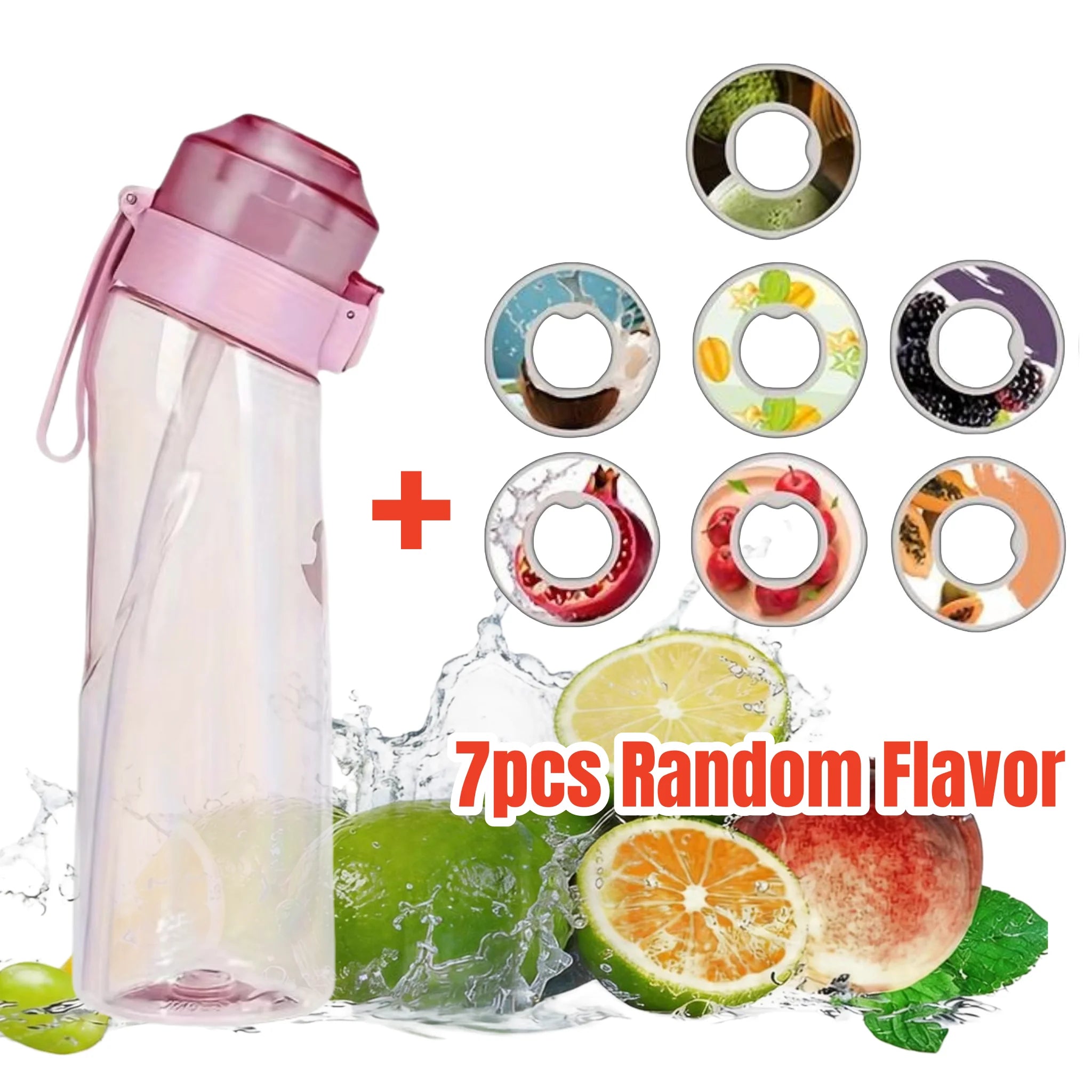 650ml/22oz Sports Water Bottle With 7 Fruit-Flavored Pods Portable Fitness Bottles For Outdoor Activities Leakproof Drinking Cup