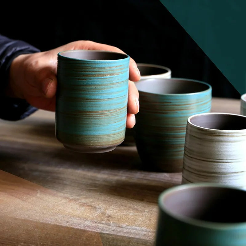 Ceramic Cup Vintage Coarse Pottery Restaurant Kiln Coffee Cups Household Drinking Large Water Cup Japanese Simple Gradient Mugs