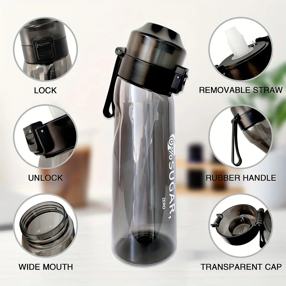 650ml/22oz Sports Water Bottle With 7 Fruit-Flavored Pods Portable Fitness Bottles For Outdoor Activities Leakproof Drinking Cup