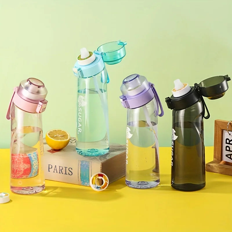 650ml/22oz Sports Water Bottle With 7 Fruit-Flavored Pods Portable Fitness Bottles For Outdoor Activities Leakproof Drinking Cup