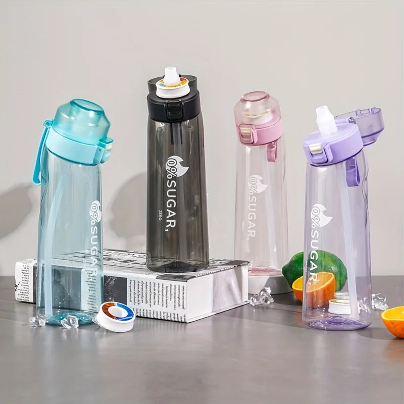 650ml/22oz Sports Water Bottle With 7 Fruit-Flavored Pods Portable Fitness Bottles For Outdoor Activities Leakproof Drinking Cup