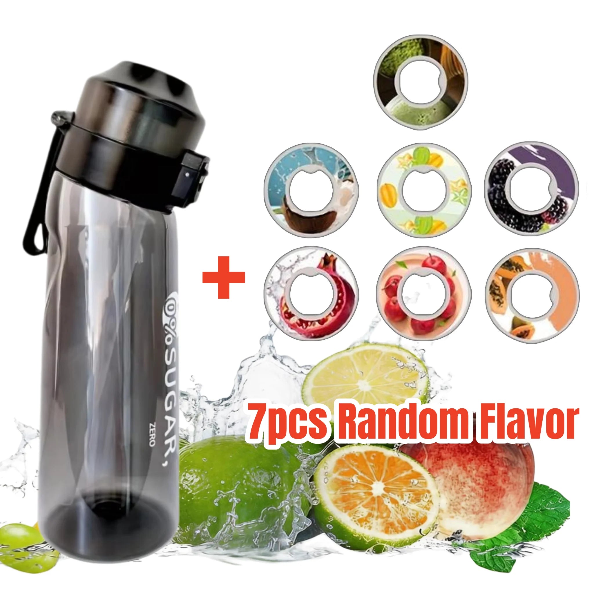 650ml/22oz Sports Water Bottle With 7 Fruit-Flavored Pods Portable Fitness Bottles For Outdoor Activities Leakproof Drinking Cup